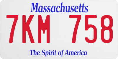 MA license plate 7KM758