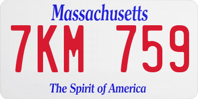 MA license plate 7KM759