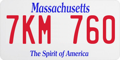 MA license plate 7KM760