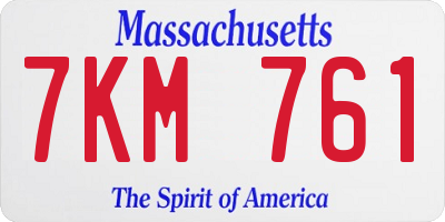 MA license plate 7KM761