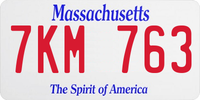 MA license plate 7KM763