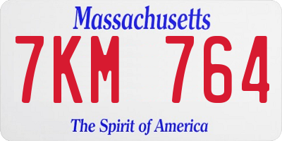MA license plate 7KM764