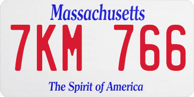 MA license plate 7KM766