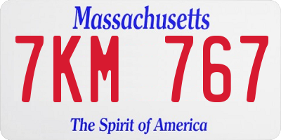 MA license plate 7KM767
