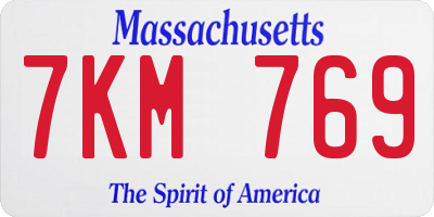 MA license plate 7KM769