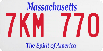 MA license plate 7KM770