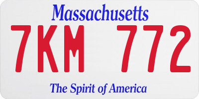 MA license plate 7KM772