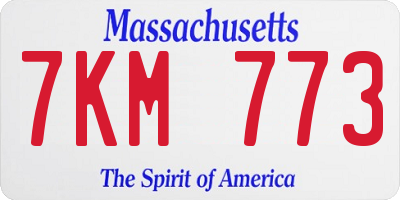 MA license plate 7KM773