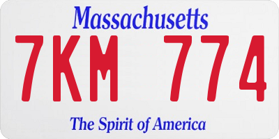 MA license plate 7KM774