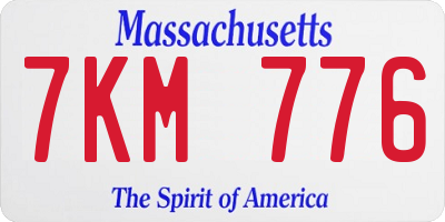MA license plate 7KM776