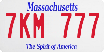 MA license plate 7KM777