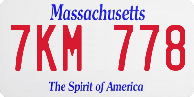 MA license plate 7KM778