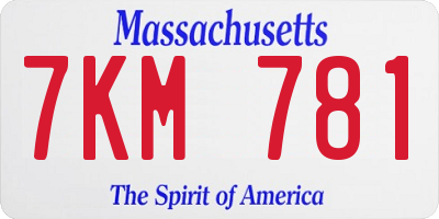 MA license plate 7KM781