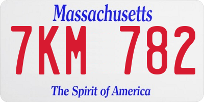 MA license plate 7KM782