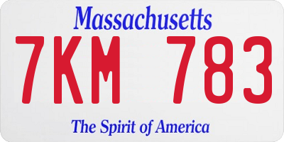 MA license plate 7KM783
