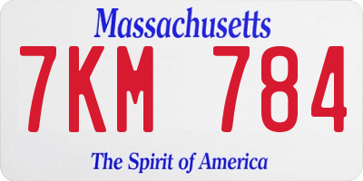 MA license plate 7KM784