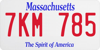 MA license plate 7KM785