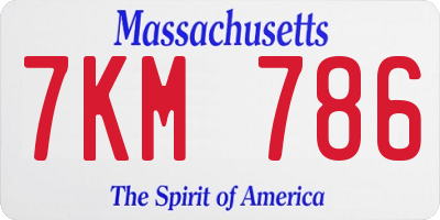 MA license plate 7KM786