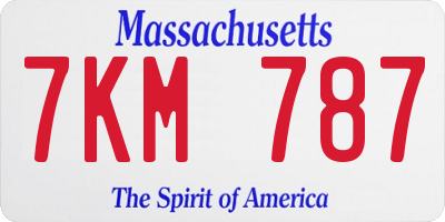 MA license plate 7KM787