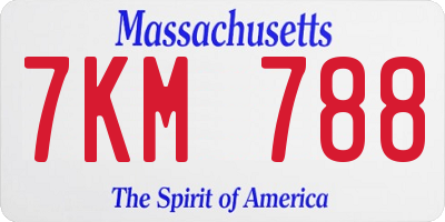 MA license plate 7KM788