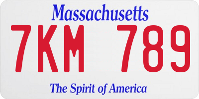 MA license plate 7KM789