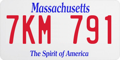 MA license plate 7KM791