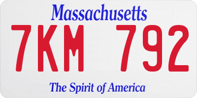 MA license plate 7KM792
