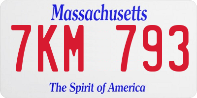 MA license plate 7KM793