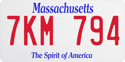 MA license plate 7KM794