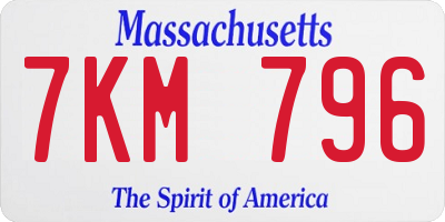 MA license plate 7KM796