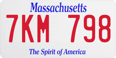 MA license plate 7KM798