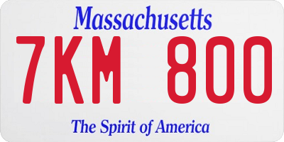MA license plate 7KM800
