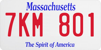 MA license plate 7KM801