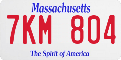 MA license plate 7KM804