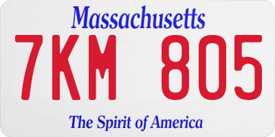 MA license plate 7KM805