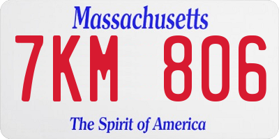 MA license plate 7KM806