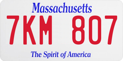 MA license plate 7KM807