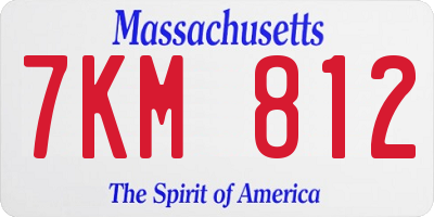 MA license plate 7KM812