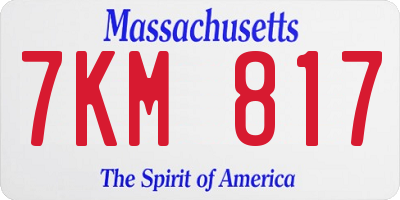 MA license plate 7KM817