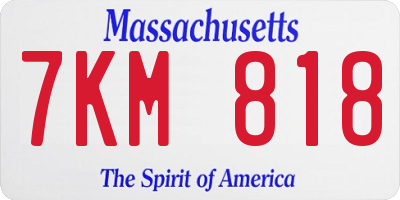 MA license plate 7KM818