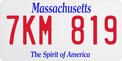 MA license plate 7KM819