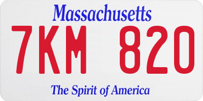 MA license plate 7KM820