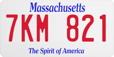 MA license plate 7KM821