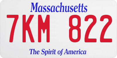 MA license plate 7KM822