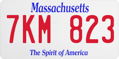 MA license plate 7KM823