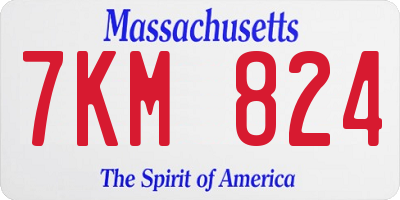 MA license plate 7KM824
