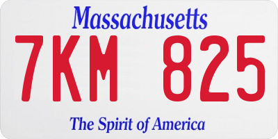 MA license plate 7KM825