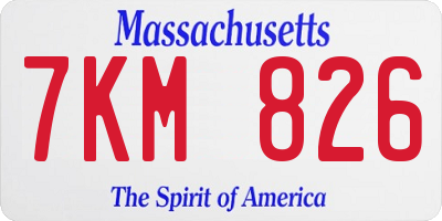 MA license plate 7KM826