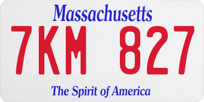MA license plate 7KM827