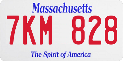 MA license plate 7KM828